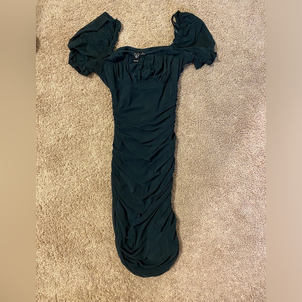 Forest green tight squat neck dress